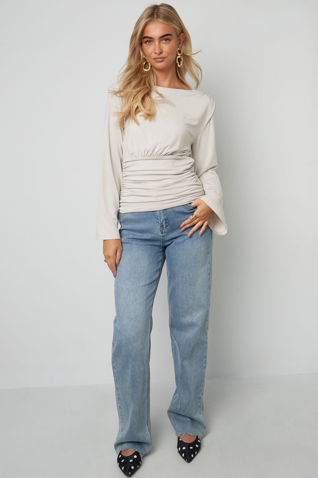 Polyester Fiber (Polyester) Long sleeve tops Solid Color Elegant All Fit  Clothes